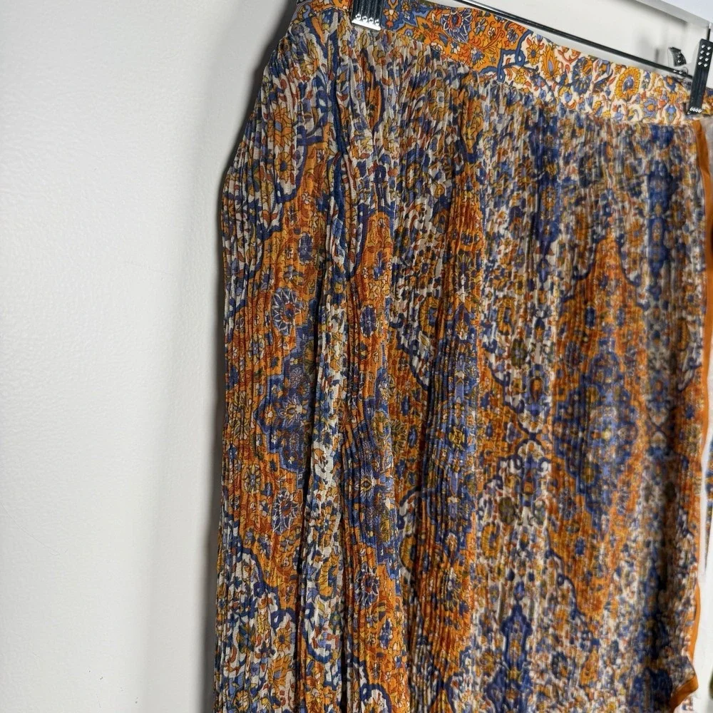Tory Burch Womens Size 0 Orange Organza Pleated Silk True Wrap Quincy Skirt‎